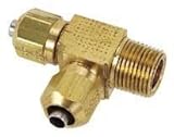 Air Brake Compression Male NPT Run Tee, 1/8" Pipe Size, 1/4" tube size