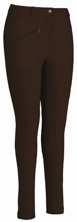 TuffRider Women's Ribb Knee Patch Breeches (Regular), Chocolate, 24