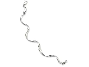 0.04 cttw White Ice(tm) Sterling Silver Satin and Polished Diamond Bracelet