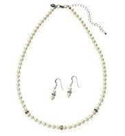 Faux Graduated Pearl Necklace & Earrings Set