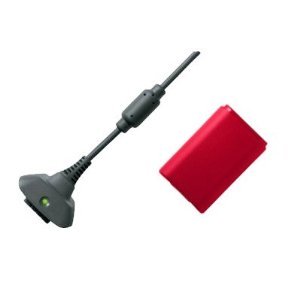 Red Xbox 360 Play And Charge Kit Rechargeable Battery Pack for Controller