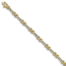 Genuine IceCarats Designer Jewelry Gift Sterling Silver Vermeil Diamond Accent X Bracelet In Sterling Silver And 7.00 Inch