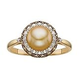 10kt. Yellow Gold, Freshwater Pearl and Diamond Fashion Ring