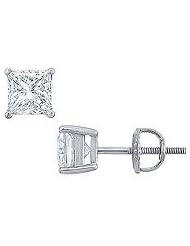 Platinum : Princess Cut Diamond Stud Earrings â€" 1.75 CT. TW.