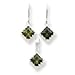 Sterling Silver Olivine CZ Earrings and Pendant title=
