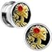 Body Candy Stainless Steel Red Rose Skeleton Screw Fit Plug Pair (5mm to 20mm)