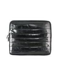 Black iPad Pleat Sleeve Case - Genuine Snakeskin Leather