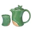 Ceramic coffee pot and creamer, 'Jade Curves'