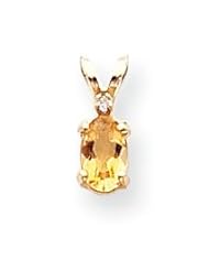 14k Gold Diamond & Citrine Birthstone Pendant