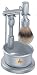 Merkur Vision 4 Piece Set- Chrome-Plated Satin Finish- Includes Bowl, Merkur Vision Razor, Badger Shaving Brush &amp; Elegant Stand-#250- Made in Germany