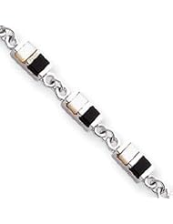 Sterling Silver 7inch Fancy Onyx & Mother Of Pearl Bracelet QH381-7"