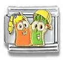 Clearly Charming Laura & Junior Veggie Tales Italian Charm Bracelet Link