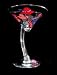 Red Hat Dazzle Design - Hand Painted - Sexy Martini - 7 oz. (curved stem)