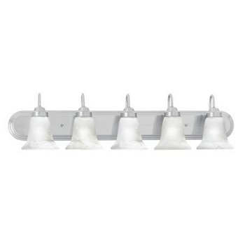 Thomas Lighting SL7585-78 Homestead Collection Five-Light Bath Fixture Brushed Nickel Finish with Swirl Alabaster Style Glass