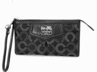 Coach Madison Dotted Zippy Wallet Wristlet Silver and Black - Coach 44422BLK