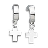 1/2 Hoop with Cross Charm Earrings