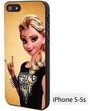 Vc 76 Handmade Finely Printed- Disney Frozen Elsa Punk Love Sleeping with Sirens -Hard Plastic Framed Black Fit for Iphone 5/5s