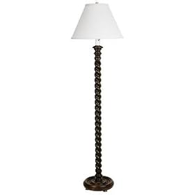 Benedict Walnut Wood Spiral Stand Floor Lamp
