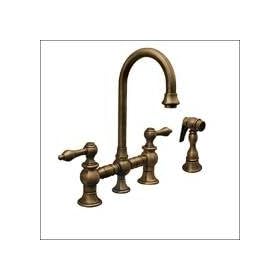 Whitehaus WHKBLV3-9106 Pewter Vintage III Entertainment Prep Bridge Faucet with Level Handles and Side Spray