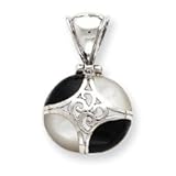Sterling Silver Black Onyx and Mother Of Pearl Pendant