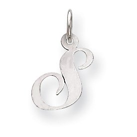 14k White Gold Small Fancy Script Initial S Charm
