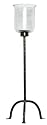 Wrought Iron Extra Large Tripod Candleholder With Crackled Glass Shade 34"H 7"D