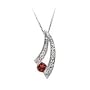 Garnet and Diamond Fashion Pendant in 10K White Gold
