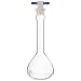 Chemglass CG-1617-100 Glass 100mL +/- 0.10mL Flat Bottom Heavy Duty Wide Mouth Volumetric Flask, with PTFE Stopper, 180mm Height