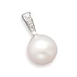 White Gold 3 Diamond & White Cultured Freshwater Pearl Pendant