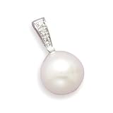 White Gold 3 Diamond & White Cultured Freshwater Pearl Pendant