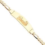 14K Miami Dolphins Lrg Team Name W/Logo Id Figaro Bracelet - NF1090-8