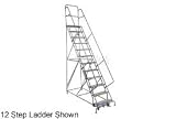 Perforated 24W 14 Step Steel Rolling Ladder 10D Top Step