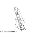 Perforated 24W 15 Step Steel Rolling Ladder 10D Top Step