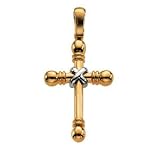 14K Two-Tone Gold Cross Pendant - 41.50x22.25mm