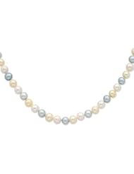 Sterling Silver 9-10mm Blue & White FW Cultured Pearl Necklace