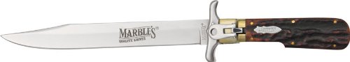 Marble Knives 101 Folding Bowie Knife with Jigged Stag Bone Handles Marble Knives 101 Folding Bowie Knife with Jigged Stag Bone Handles Hunting Knives