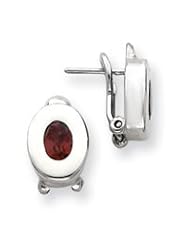 Sterling Silver Garnet Oval Earrings QE2858"