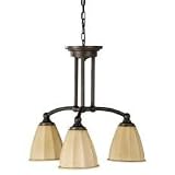 American Fluorescent FAP313RBSCT Faceted Blown Glass Pendant, 3 Light, Oil Rubbed Bronze