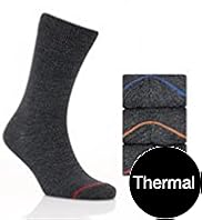 3 Pairs of Stripe Lightweight Thermal Socks with Wool