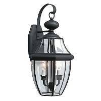 Sea Gull Lighting 8039-12 2-Light Lancaster Medium Outdoor Wall Lantern, Clear Beveled Glass and Black
