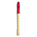 Mollenhauer 1074 Prima Sopran-Blockfl�te Barock mit Doppelloch Rot - Kunststoff-Holz-Kombination: Kopf Kunststoff Rot, Unterteil Birnenholz, Natur - Zapfenverbindung mit 2 Gummiringen - Schulblockfl�t