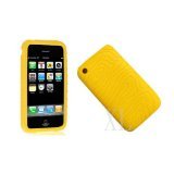 Apple iPhone 3G 3Gs 8GB 16GB 32GB Textured Silicone Skin Case Cover + Free Screen Protector, Yellow, One Size