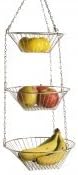 Home Basics Kitchen 3 Tier Wire Detachable Customizable Round Hanging Fruit Baskets , Heavy Duty, Space Saving, Chrome Finish