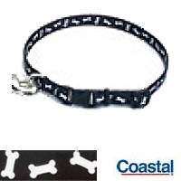 Pet Attire Styles Black Bones Print Adjustable Dog Collar Size from 14 to 20 Inches with a Width of 3 4 in.