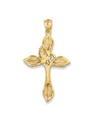 Genuine IceCarats Designer Jewelry Gift 14K Satin Passion Cross Pendant