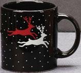 Festive Holiday Black Reindeer Mug by Waechtersbach - Set of 4