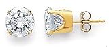 14K Round Cut Yellow Gold Diamond Stud Earring (1.00 ctw, I-J color, I2 Clarity)