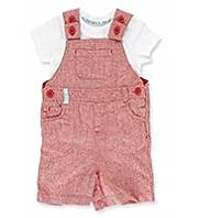 2 Piece Autograph Linen Blend Bodysuit & Chambray Bibshort Dungaree Outfit