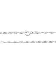 Sterling Silver 2 Millimeter Rhodium Plated Singapore Chain Necklace