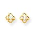 14k CZ (Cubic Zirconia) Clover Earrings